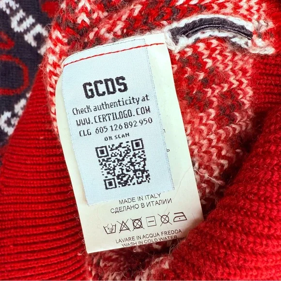 GCDS Cherry Jumper Sweater Wool-Blend Italy curse word “ f*uck GCDS “ rare shirt